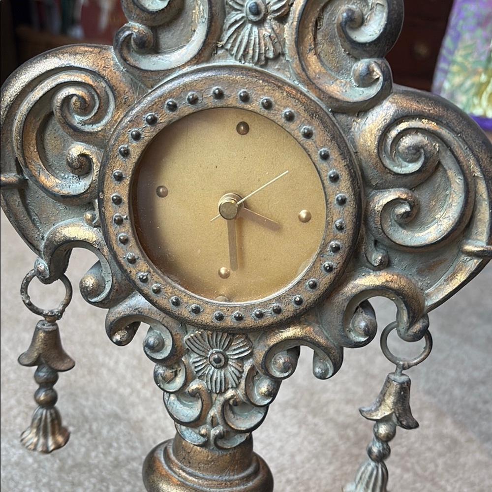 Antique Gold Ornate Wall Clock - Picture 4 of 4